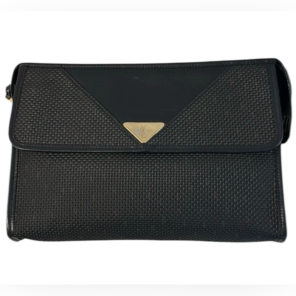 Yves Saint Laurent Black Clutch with Gold Accent